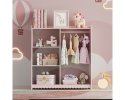 Kinderrek Vestnes 90x80x38 cm roze en wit [en.casa]