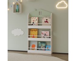 Kinderrek Vipsali huisvorm 106x60x12 cm mintgroen en wit [en.casa]