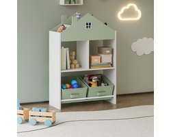 Kinderrek Vipsali huisvorm 90x60x27 cm mintgroen en wit [en.casa]