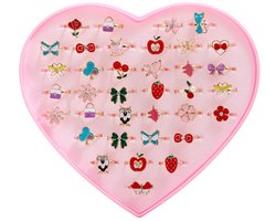 Kinderringenset 36 stuks - Verstelbaar - Voor meisjes - Perfect voor verjaardagen - ShopVlot