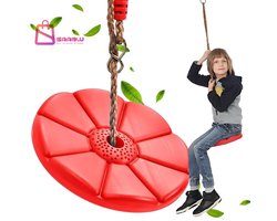 Kinderschommel Bloemvorm Rood – hangstoel – Tuinschommel met Ophangtouw tot 190 cm – schommels – Voor Buiten & Binnen – schommelstoel baby – 32405