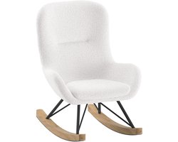 Kinderschommelstoel Rocky - 66x56x69 cm - Bouclé/wit - Vipack - Schommelstoel - Wit - Hout; Stof; Metaal