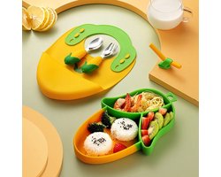 Kinderservies Mais Set van 4 voor Kinderen - Bord/Lepel/Vork/Slabbetje - BPAVRIJ Anti slip Ftalaatvrij - Baby servies - Kinderservies - Kinderbord - Magnetron - Vaatwasser