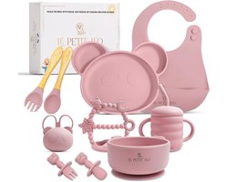 Kinderservies Set - 10-delig - Kraamcadeau – Roze - Antislip & BPA-vrij