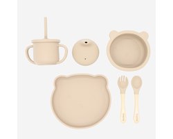 Kinderserviesset Beer- hout bestek- Taupe- small