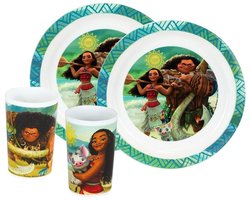 Kinderset van 2 glazen en 2 borden Fun House Vaiana Disney