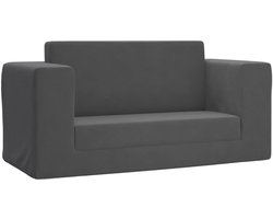Kinderslaapbank 2-zits | Tweezitsbank | 2-zitsbank zacht pluche antracietkleurig