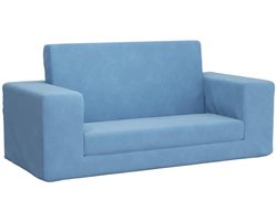 Kinderslaapbank 2-zits | Tweezitsbank | 2-zitsbank zacht pluche blauw