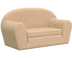 Kinderslaapbank 2-zits | Tweezitsbank | 2-zitsbank zacht pluche crèmekleurig
