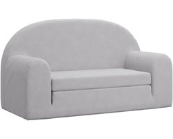 Kinderslaapbank 2-zits | Tweezitsbank | 2-zitsbank zacht pluche lichtgrijs