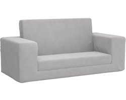 Kinderslaapbank 2-zits | Tweezitsbank | 2-zitsbank zacht pluche lichtgrijs