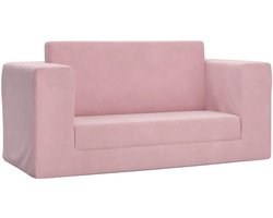 Kinderslaapbank 2-zits | Tweezitsbank | 2-zitsbank zacht pluche roze