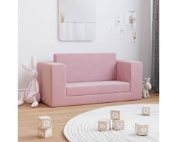 Kinderslaapbank 2-zits zacht pluche roze