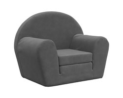 KinderSlaapbank | Ligbed | Sofa bed zacht pluche antracietkleurig