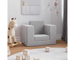 KinderSlaapbank | Ligbed | Sofa bed zacht pluche lichtgrijs