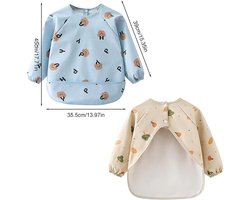 Kinderslabbetjes - Set van 2 - Gemaakt van waterdichte PU-stof - Gemakkelijk schoon te maken - Machinewasbaar - Stijl A