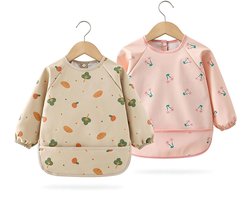 Kinderslabbetjes - Set van 2 - Gemaakt van waterdichte PU-stof - Gemakkelijk schoon te maken - Machinewasbaar - Stijl B