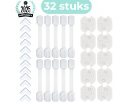 Kinderslot Kastjes – Stopcontactbeveiliging - Hoekbeschermers Baby – Kastbeveiliging voor kinderen - Bundelvoordeel 32 Stuks