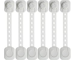 Kinderslot kastjes - Zelfklevend kinderslot - Dubbel op slot - Kinderslot op maat - Baby veiligheid - 6 stuks - Wit