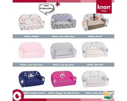 Kindersofa-Cosy geo Grey - Knorrtoys 68461 met opbergruimte kinderzetel