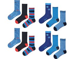 Kindersokken 12 paar - Jongens - Blauw - Zwart - Maat 27-30