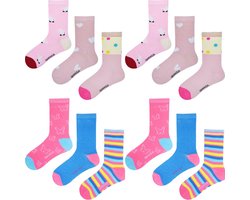 Kindersokken 12 paar - Meisjes - Roze - Blauw - Maat 27-30