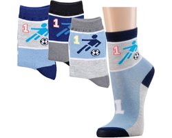 Kindersokken 27-30 | Grappige sokken | Print: Voetbal | Kleur: Grijs | voordeel pakket van 6 paar sokken voor kinderen
