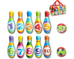 Kinderspeelgoed Bowling Set van Schuim met 12 Ballen en Draagtas - Leerzaam en Veilig voor 2-8 Jaar