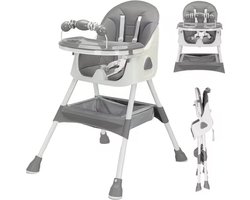 Kinderstoel - Babystoel - Baby stoel - Baby eetstoel - babystoel voor aan tafel - Opvouwbaar - Verstelbaar - Met speelboog - Grijs