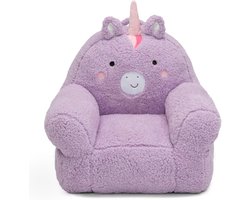 Kinderstoel Eenhoorn - Zitje Pluche - Spelen Ontspannen - Lichtgewicht Draagbaar - 45x48x48 cm - Lila