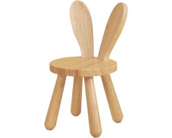 Kinderstoel Houten Konijn - Peuterstoel Stabiliteit - Spelen Zitten - Antislip Rubber - 25 cm Hoog - Natuurlijk Hout