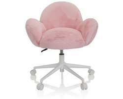 Kinderstoel / Kinder bureaustoelen KID TEDDY hoes van imitatiebont roze hjh OFFICE