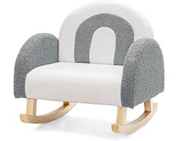 Kinderstoel Kinderbank - Mini Sofa - Ontspannen Zitten - Teddy Fluweel - 50x49x50 cm - Grijs