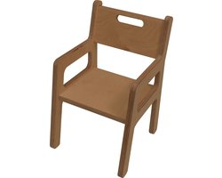 Kinderstoel met leuning - Kinderstoeltje 1-3 jaar - Peuterstoel - Zithoogte 20cm - Van Aaken Design - Gemaakt in Nederland - Hout - Onbehandeld 15mm Berken Multiplex