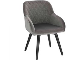 Kinderstoel met Rugleuning, Luxe Fluwelen Bekleding, Metalen Poten – Grijs