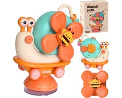 Kinderstoel met zuignap voor baby's van 6-12 maanden, helpt bij de ontwikkeling van de motoriek - badspeelgoed, educatief speelgoed voor baby's, geschikt voor jongens, meisjes, peuters en pasgeborenen (oranje)