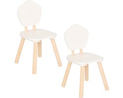 Kinderstoel - Peuter Stoeltje - Houten Stoel Kinderkamer - Kleine Kinderstoel - Set van 2 - Douceur Organic Stoel - Zelfmontage - MDF - 47 cm Hoog - Wit en Hout