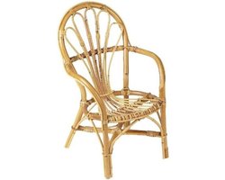 Kinderstoel Rotan - Peuterstoel - Eetkamer Zitten - Natuurlijk Materiaal - 39x41x61 cm - Bruin