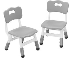 Kinderstoel Set van 2 met hoogte verstelbare stoel, Plastic peuterstoelen voor kinderen jongens meisjes, Kinderen Hangmat stoel, Booster stoelen voor peuters, donkergrijs