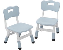 Kinderstoel Set van 2 met hoogte verstelbare stoel, Plastic peuterstoelen voor kinderen jongens meisjes, Kinderen Hangmat stoel, Booster stoelen voor peuters, Blauw