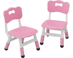 Kinderstoel Set van 2 met hoogte verstelbare stoel, Plastic peuterstoelen voor kinderen jongens meisjes, Kinderen Hangmat stoel, Booster stoelen voor peuters, Roze