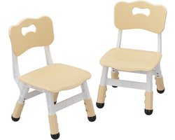 Kinderstoel Set van 2 met hoogte verstelbare stoel, Plastic peuterstoelen voor kinderen jongens meisjes, Kinderen Hangmat stoel, Booster stoelen voor peuters,eik