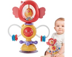 Kinderstoel Speelgoed - Babyspeelgoed Rammelaar - Hoge Stoel Activiteit - Zuignap Bevestiging - 20 x 16 x 6 cm - Rood