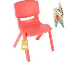 Kinderstoel Stapelbaar - Peuterstoel Kinderbankje - Binnen en Buiten Spelen - Kantelveilig Ontwerp - Zithoogte 25 cm - Rood