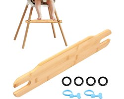 Kinderstoel, voetsteun, bamboe, natuurlijk, glad, braamvrij, in hoogte verstelbare hoge stoel met rubberen ringen, kinderstoel, babyaccessoires, compatibel met IKEA