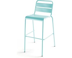 Kinderstoel voor tuin - Hoge stoel - Buiten zitten - Industriële stijl - Zithoogte 74 cm - Turquoise
