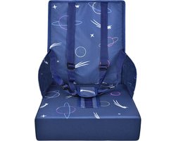 Kinderstoelkussen Stoelverkleiner Verhoger Zitkussen Opvouwbaar Stoelkussen Booster met Rugleuning - Blauw