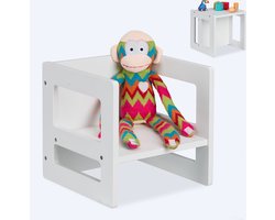 kinderstoeltje 2in1 - 30x30x30 cm - kindertafel - meegroei peuterstoel - wit