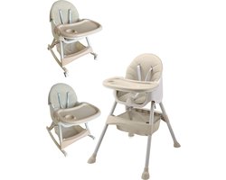 Kinderstoeltje voor Peuter - Kinderstoel 3 in 1 - Schommelstoel Baby - Wipstoel Baby - Inklapbaar - Kinderzetel - Peuterstoel - Meegroei Stoel - Beige