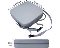 Kinderstoelverhoger - wasbaar - afneembaar - draagbaar - geschikt voor peuters, kinderstoelen, zitkussens, eetkamers - stoelverhoger met twee veiligheidsgespen - 34*34*9 cm -Lichtgrijs
